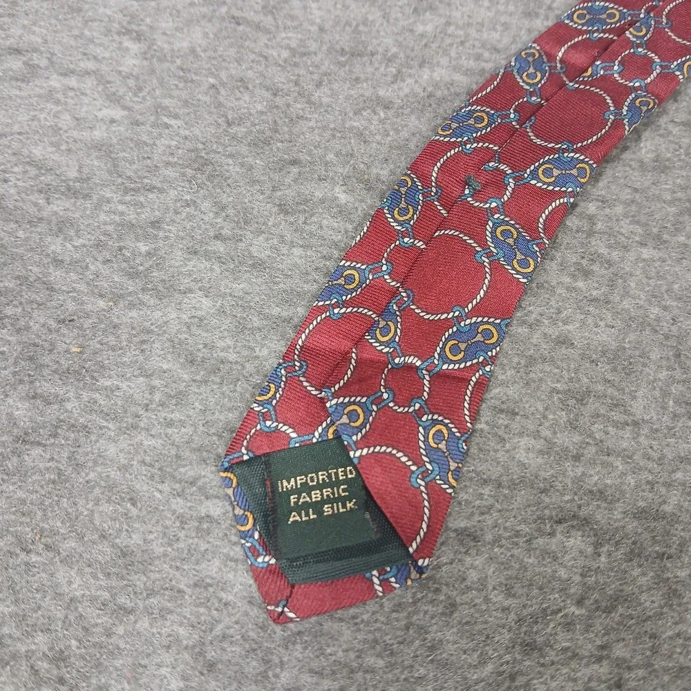 Bert Pulitzer Made In Usa Men's Red Chainlink‎ Pattern 100% Silk Tie